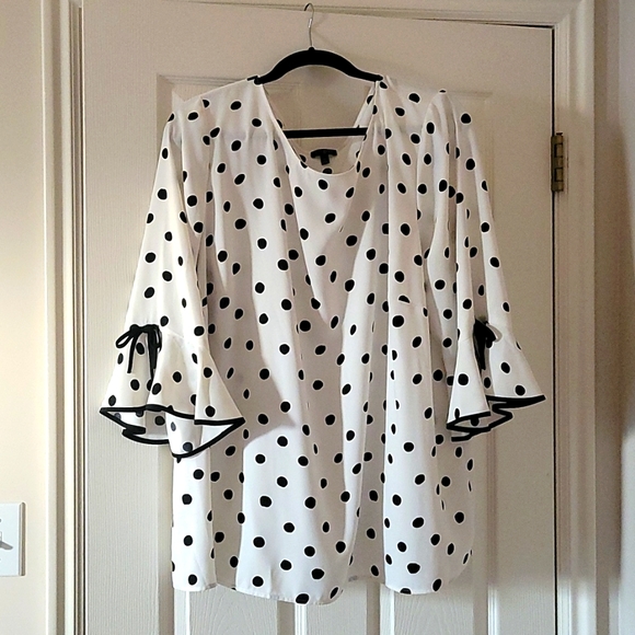 Talbots Tops - Talbots Blouse - Ivory/Black Polka Dot, 3x, EUC